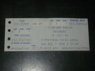 Inxs 1988 Ticket Stub Pittsburgh Civic Arena August 7,  1988 Beyond Rare