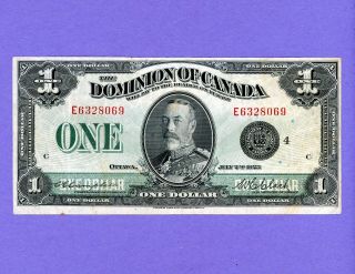 1923 $1 Dominion Of Canada Bank Rare Black Seal Note Sm Tear Top Higher Grade