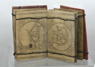 Very Rare Antique Burmese Prayer Book Made W/engraved Banana Leaf C1800s