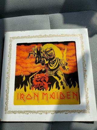 Rare Vintage Iron Maiden Number Of The Beast Carnival Fair Glass Mirror