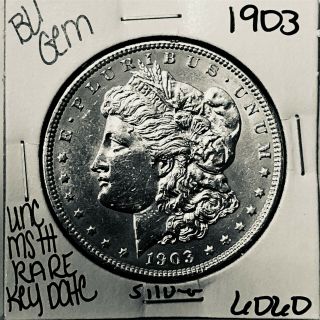 1903 Bu Gem Morgan Silver Dollar Coin 6060 Rare Key Date Unc Ms,