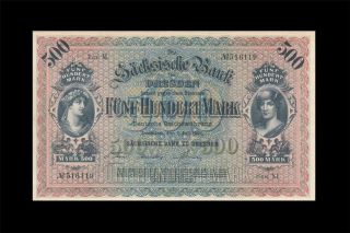 1.  7.  1922 Germany 500 Mark Dresden X - Rare ( (gem Unc))