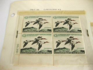 Rare 1965 - 66 Canvas Backs $3 Duck Stamp Set of 5 Ultra Rare 2