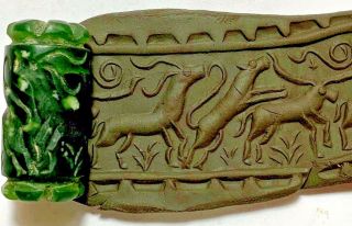 Intact Rare Near Eastern Cylinder Seal - Animals Pendant 13.  3gr 30.  4mm