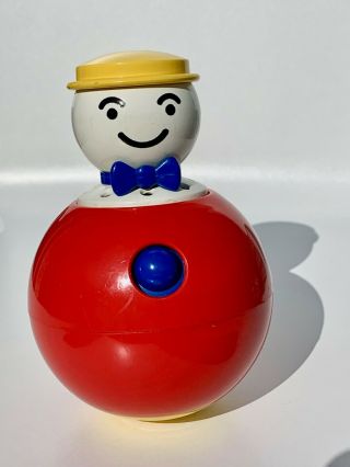 Vintage Ambi Toys Clown Roly Poly Ball Pop - Up Jack - In - Ball Baby Toy Holland Rare