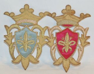 Rare 19th Century Gold Bullion Fleur De Lis Coat Of Arms,  Patches