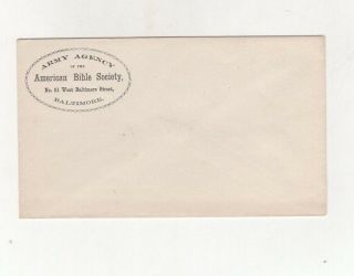 Baltimore,  Civil War Army Agency,  American Bible Society Advertising Cover,  Rare