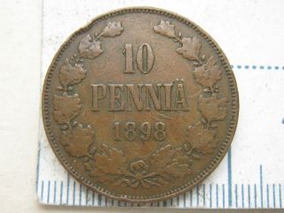 Russia/finland 10 Pennia 1898 Vf Rare