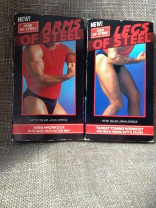Rare 2 Vhs Set Men Of Steel Arms Of Steel And Legs Of Steel Workout / Fitness