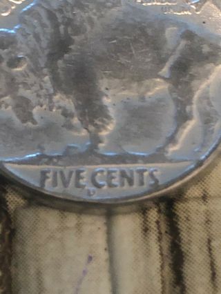 Rare 1937D Buffalo V Nickle Teo Errors Three Legs And D Almost Off Coin D 3