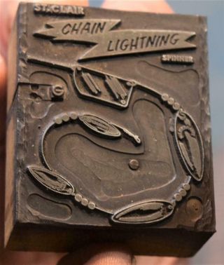 Rare Vintage Hildebrandt St.  Clair Chain Lightning Spinner Bait Printing Block