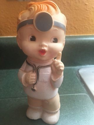 Rare Alan Jay - ? Baby Boy Doctor Medical Rubber Doll Vintage 1950s Toy Kewpie