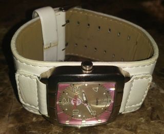 Hard Rock Cafe Hrc Pink White Leather Collectible Watch Rare Authentic L@@k