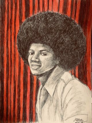 Michael Jackson Drawing Painting 1976 Era Never Can Say Goodbye Rare