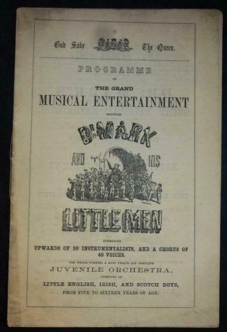 Rare 1858 Programme Musical Entertainment Dr Mark & His Little Men See Write Up