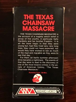 The Texas Chainsaw Massacre VHS Wizard Video Rare Horror Gore Full Flap Box 2