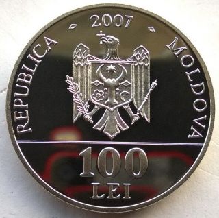 Moldova 2007 King Petru Rares 100 Lei Silver Coin,  Proof 2