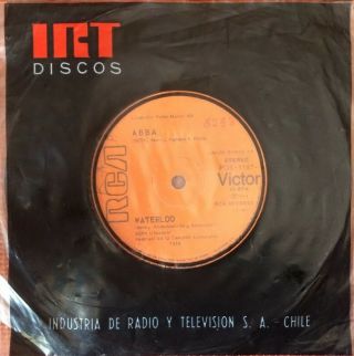 ABBA - CHILE RARE PROMO SINGLE WATERLOO/WACH OUT 1974 VG,  45 RPM 7 