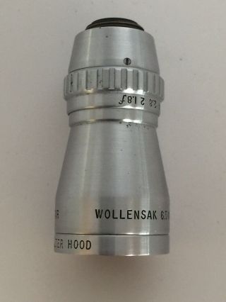Wollensak Cine Raptar 6.  5mm F/1.  8 Wide Angle Lens D Mount Very Rare,  Filter Hood