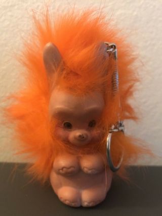Rauls Happy Gang Troll Doll Keychain Orange Rare Vintage