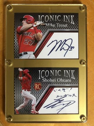 Iconic Ink Mike Trout Shohei Ohtani Dual Rookie Auto Los Angeles Angels Rare 