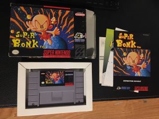 Bonk (nintendo,  1994) Snes Authentic Complete Cib Rare Htf Vgc