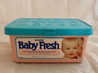 Vntg 1991 Scott Baby Fresh Pink Diaper Wipes Wipe Container Rare Prop Staging 17