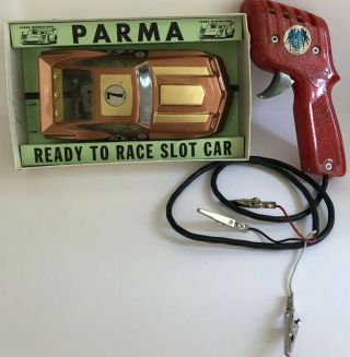 Vintage Rare Parma 1960’s/70’s Slot Car W/ Box & Racing Parma Tiger Controller