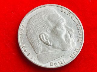 2 Reichsmark 1937 G with Nazi coin swastika silver brilliant - - RARE - - - 2