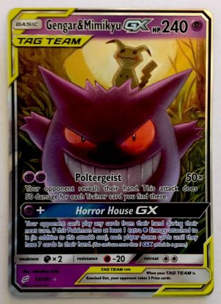 Pokémon Gengar & Mimikyu Gx 53/181 Sm Team Up Ultra Rare Holo Nm
