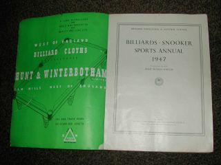 BILLIARDS - SNOOKER SPORTS ANNUAL 1st EDITION 1947 - RARE PAPERBACK 2
