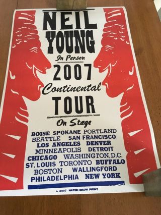 Rare Neil Young Hatch Show Print 2007 Continental Tour Poster York Chicago