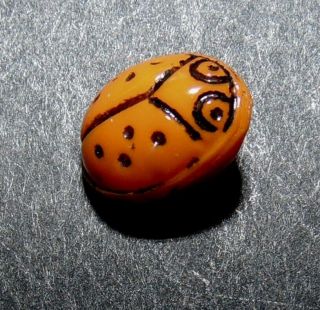 Rare Orange Vintage Diminutive Realistic Lady Bug Glass Button 3021