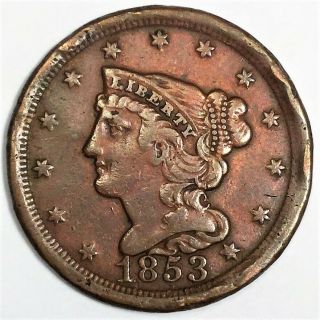 1853 Braided Hair Half Cent Coin Rare Date