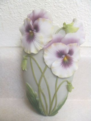 Rare Ibis & Orchid Wall Pocket Bonded Marble & Hand Painted Vase Pansy 47