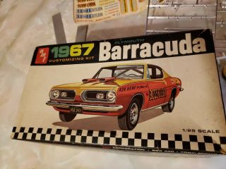 Rare Vintage Amt 1967 Plymouth Barracuda Fastback 1/25 Scale Kit