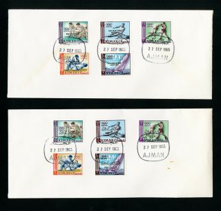 Ajman Covers 2x Rare Ovprt Covers W/ Stamps & Markings