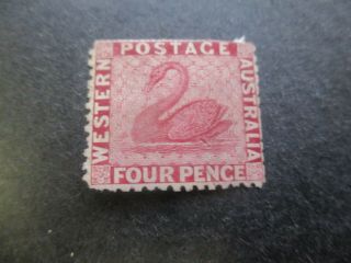 Western Australia Stamps: 4d Red Swan - Rare (f215)