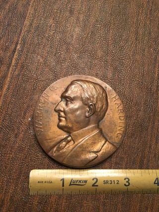 Rare Vintage President Warren G.  Harding Large Brass Or Copper Paperweight