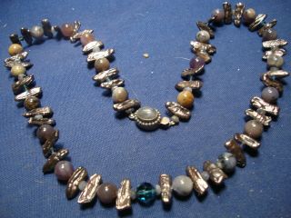 Rare Oriental Real Pearls Artisan Sterling Silver Big Chunky Necklace