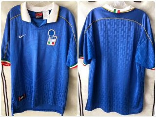 Italy 1995 Home Soccer Jersey Large Nike Rare