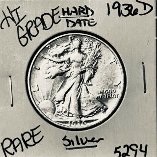 1936 D Liberty Walking Silver Half Dollar Hi Grade Us Rare Coin 5294