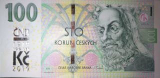 100 Korun Czech Republic Unc 2019 Type With Commemorative Overprint,  Rare