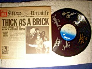 Jethro Tull " Thick As A Brick " Signed Autographed Record Vinyl By 6 Rare