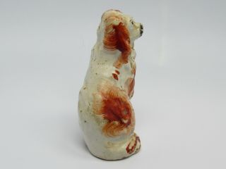 Rare Small Antique Staffordshire Spaniel Dog Pottery Hand Decorated Figurine 3