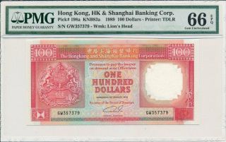 Hong Kong Bank Hong Kong $100 1989 Rare Date Pmg 66epq