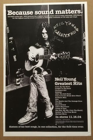 Neil Young Rare 2004 Promo Poster For Greatest Hits Cd 11x17 Usa Never Displayed