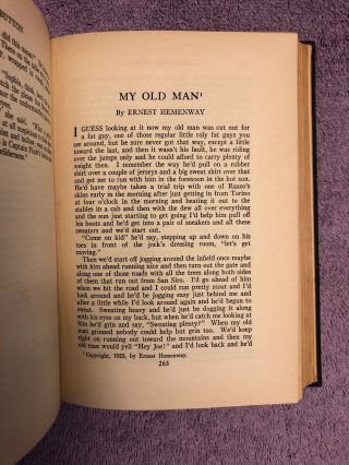Ernest Hemingway My Old Man - 1st Ed.  (1924) Rare First Print & Book Appearance