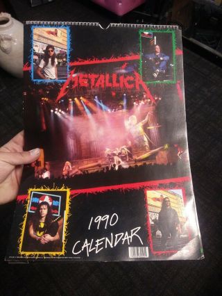 Metallica 1990 12 " X16 " Calendar Printed In Uk Rare Vg Cond