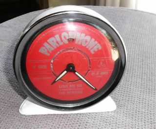 Rare Promo Beatles Love Me Do Face Metal Wind - Up Desk Clock Mpl Communications